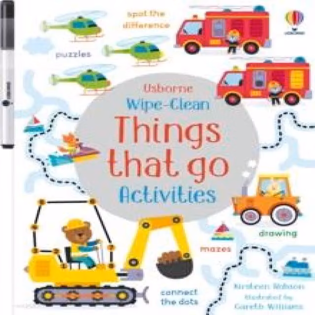 Usborne Publishing Ltd Things That Go Wipe-Clean Activities Paperback Book, Multicolour