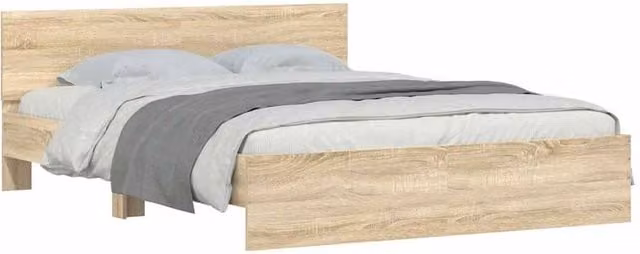 Berkfield Home Sonoma Oak Durable Bed Frame in Beige, W/D/H: 140 x 200 x 70 cm