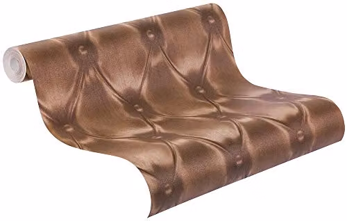 Rasch Becker Leather Diamond Pattern Metallic Padded Faux Effect Wallpaper in Brown – 2