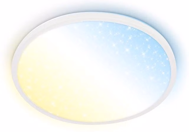 Briloner White LED Ceiling Panel with Remote Control, Dimmable Starry Sky Effect, CCT Warm to Cold White, W/D/H: 37.5 x 37.5 x 4.5 cm – 1
