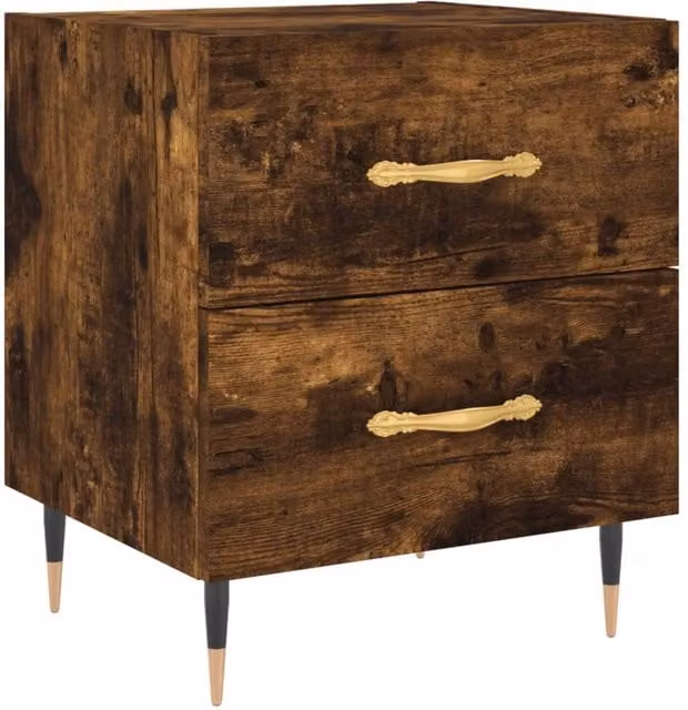 Berkfield Home Bedside Cabinet in Smoked Oak Brown, W/D/H: 40 x 35 x 47.5 cm – 1