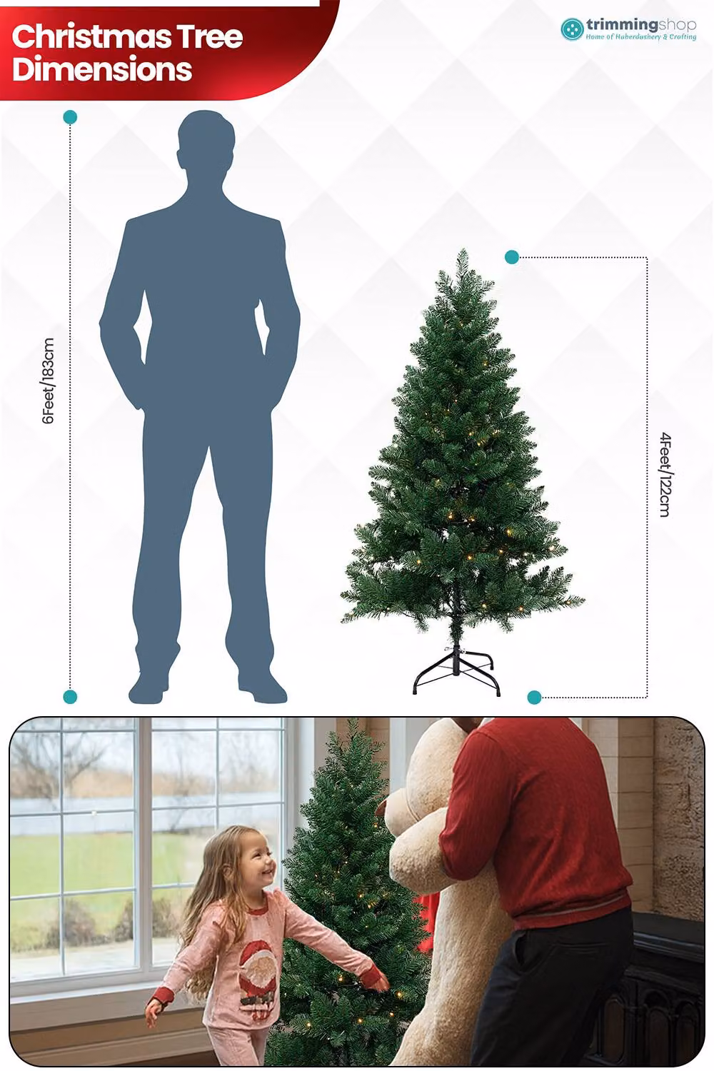 Neel Blue Pre-Lit Green Pine Christmas Tree with Warm White LEDs, Height: 120 cm – 2