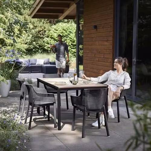 Keter Elisa Set of 6 Grey Outdoor Dining Chairs in Weatherproof Plastic – 3