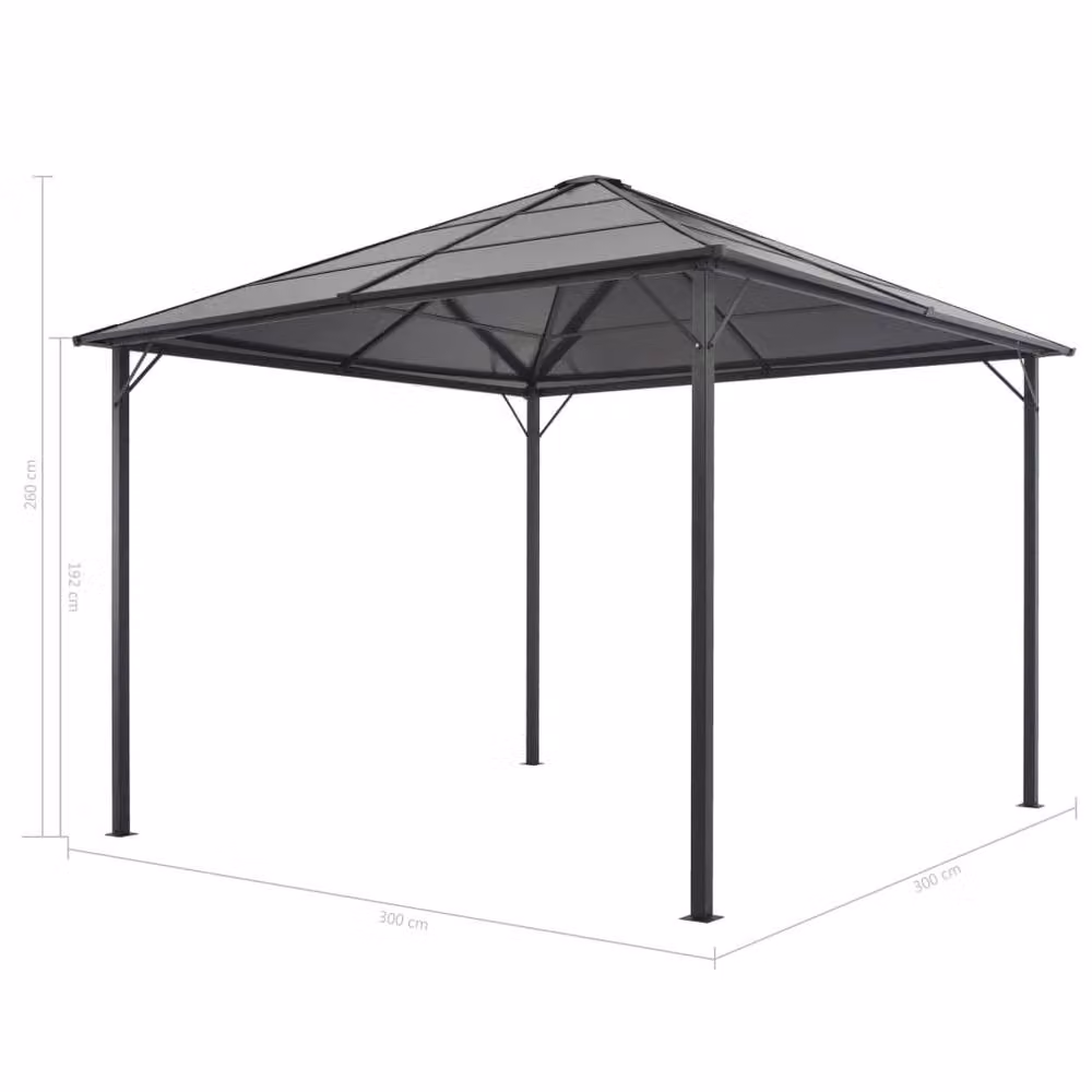 Berkfield Home Aluminium Gazebo with Curtains, Black, W/D/H: 300 x 300 x 260 cm – 4