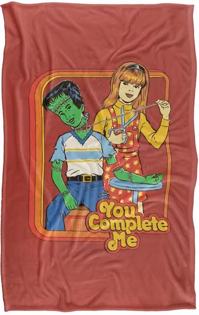 Steven Rhodes You Complete Me Multicolour Silky Touch Super Soft Fleece Throw Blanket W/D/H: 152 x 127 cm