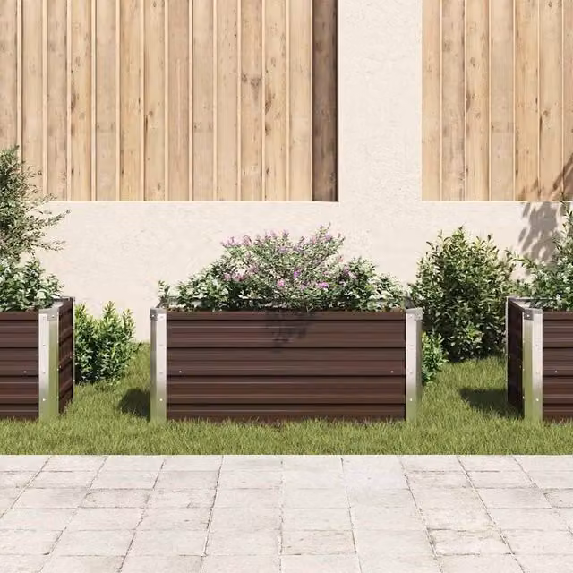 Berkfield Home Garden Brown Galvanised Steel Raised Bed W/D/H: 100 x 40 x 45 cm – 1