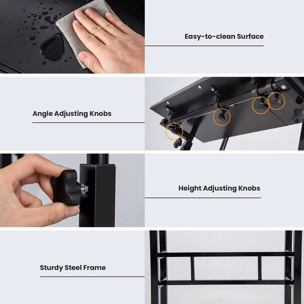 Gymax Height Adjustable Rolling Standing Desk and Laptop Workstation in Black – 8