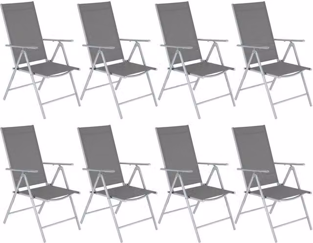 tectake 2 Seater Folding Garden Chairs with Adjustable Backrests and Armrests in Silver Mesh Fabric – 1