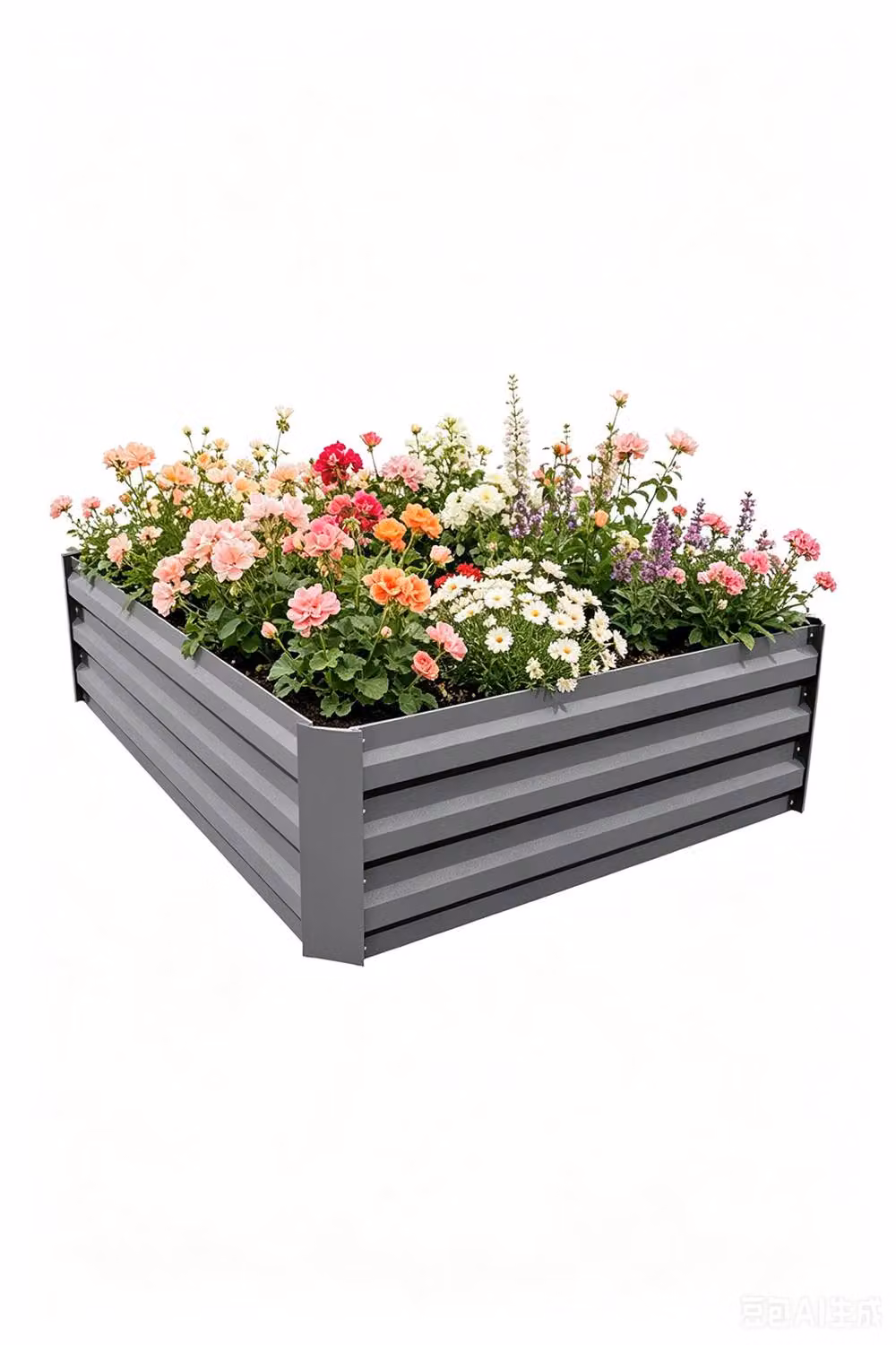 ExtraStar Rectangular Galvanised Steel Raised Garden Bed in Grey, W/D/H: 90 x 90 x 30 cm – 3