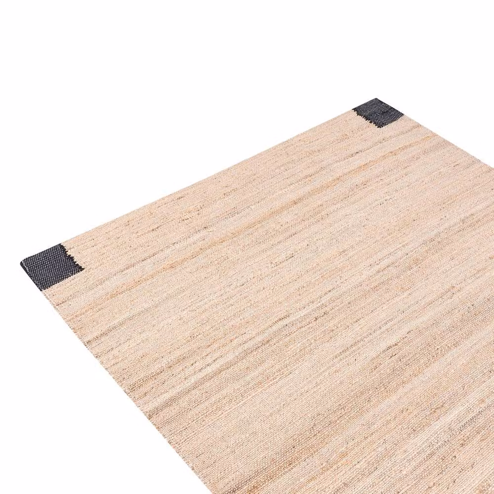 Wyld and Coco Handwoven Jute and Cotton Boho Rectangular Rug in Beige and Black, W: 160 cm, L: 230 cm – 4
