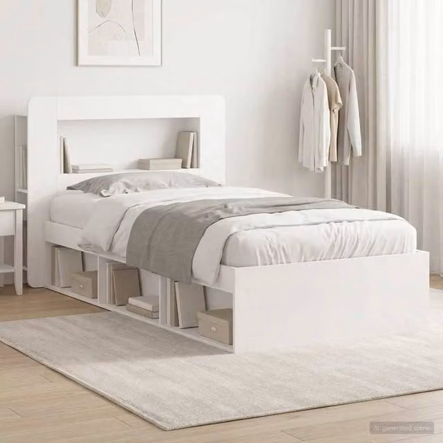 Berkfield Home Modern Bed Frame with Storage Drawers in White, Engineered Wood, W/D/H: 90 x 190 cm – 1