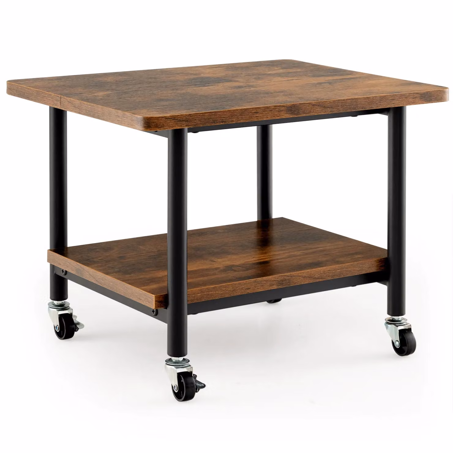 Costway Under Desk Printer Stand with 4 Wheels in Brown – 9