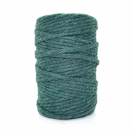 SolaDirect Green Cotton Macrame Cord, 50 m 2 mm Thick Natural Thread Yarn for DIY Crafts and Home Decoration