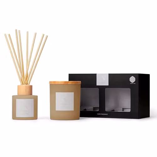 Aroma Naturals Frosted Decadence Candle and Reed Diffuser Gift Set in Cashmere, Beige – 1