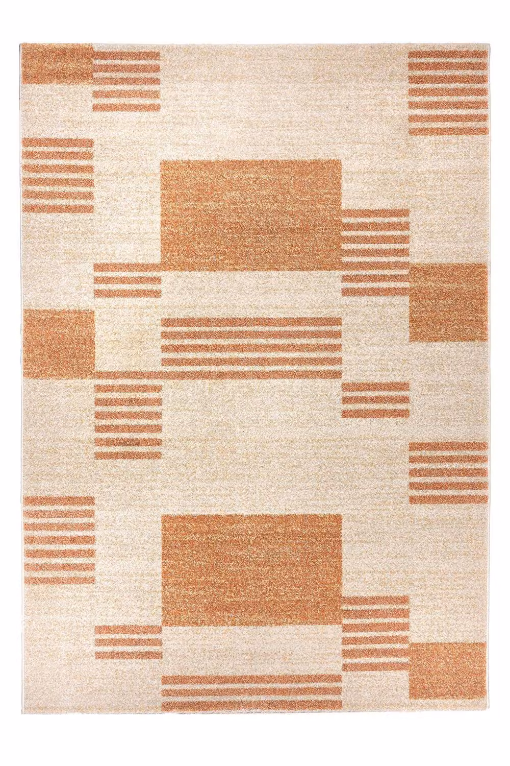 Phoenox Textiles Limited Origins Nomad Block Terracotta and Beige Striped Rug, W: 80 cm, D: 150 cm – 2