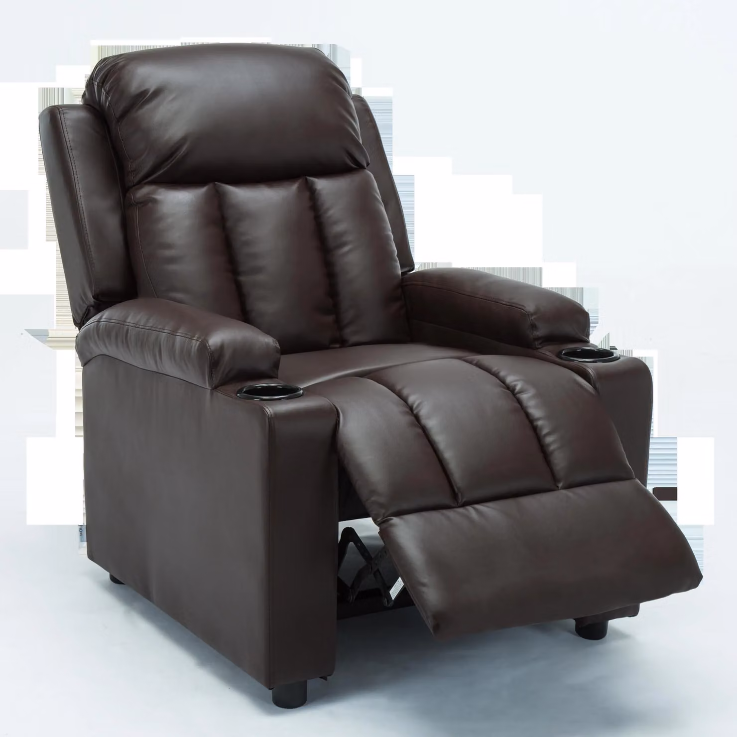 More4Homes Studio Brown Synthetic Leather Manual Recliner Armchair with Drink Holders – 3