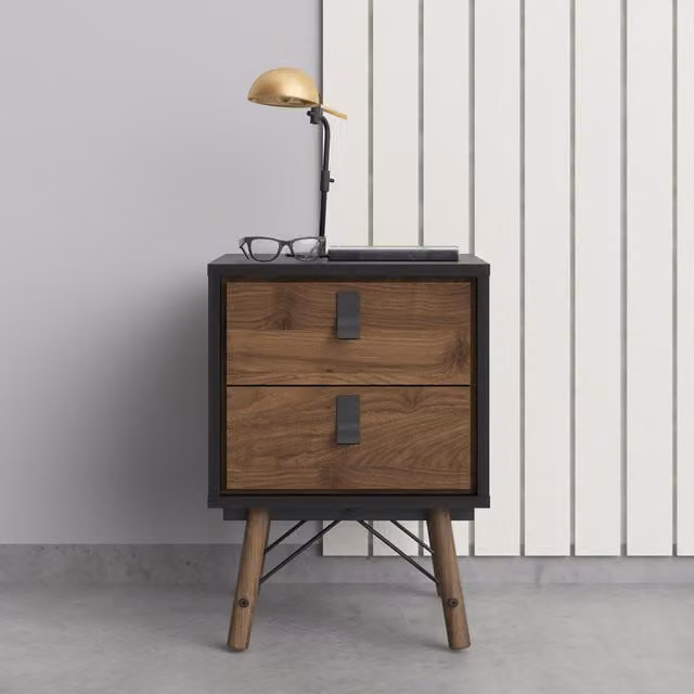 Furniture To Go Ry 2-Drawer Bedside Cabinet in Oak Brown