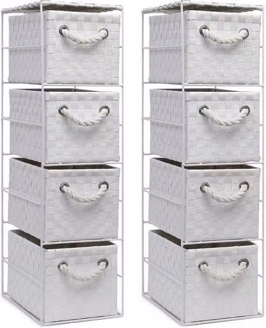 Arpan 4-Drawer Storage Unit Pack of 2, White, W/D/H: 18 x 25 x 65 cm – 1