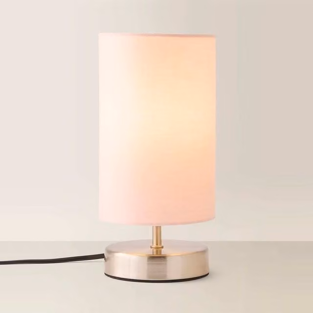 ValueLights Francis Pair of Dimmable Brushed Chrome Touch Table Lamps with Bulbs in Pink