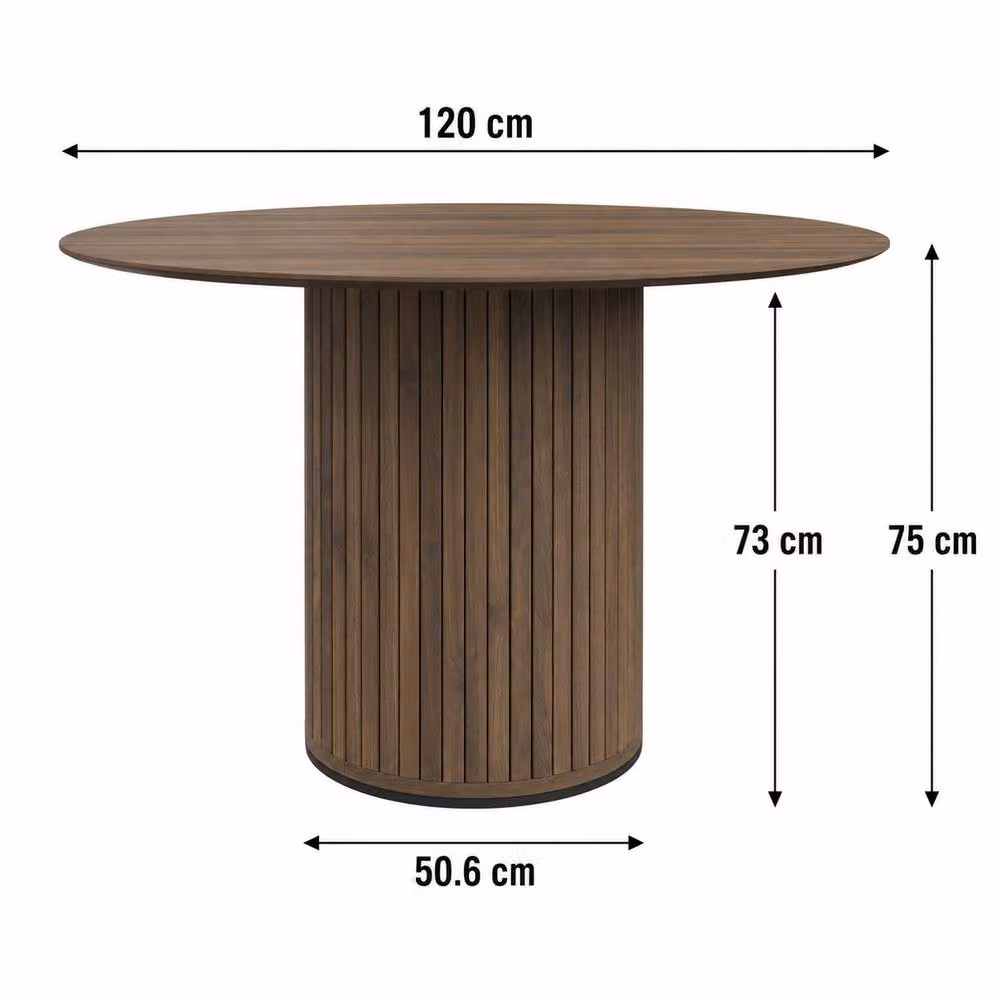 More4Homes Arlo Walnut Round Dining Table and 6 Grey Nova Faux Leather Chairs Set, W/D/H: 120 x 120 x 75 cm – 4