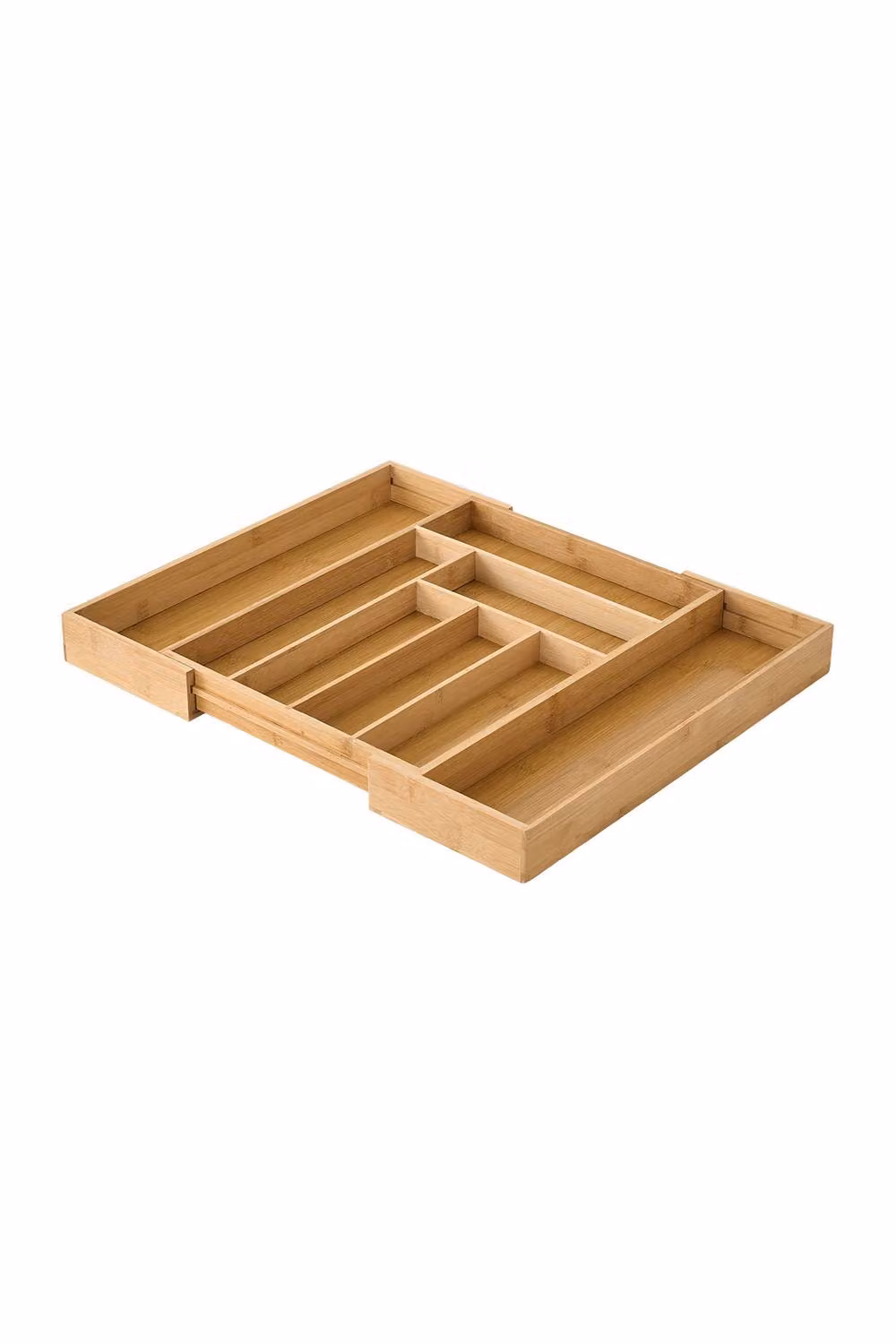 Garden Sanctuary Adjustable Bamboo Cutlery Tray Organiser with 8 Compartments in Beige – 2