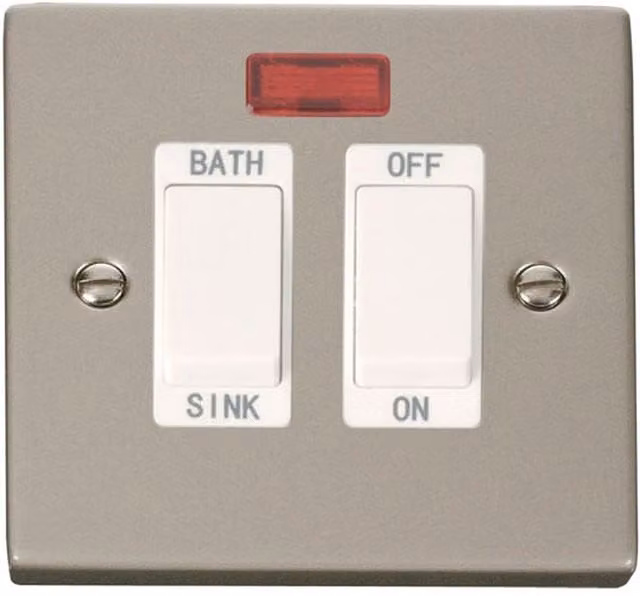 SE HOME White and Silver 20A DP Sinkbath Surface Switch with Plate
