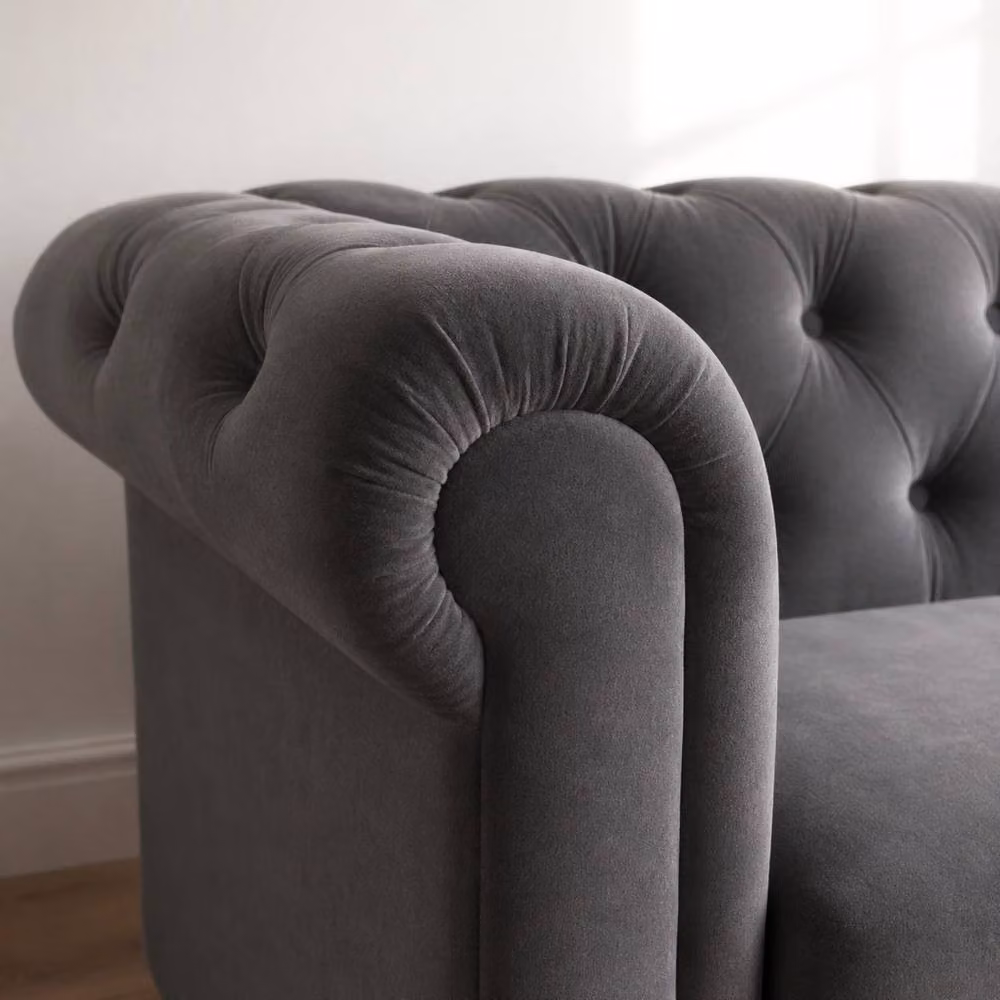 Sofaya Hampton 2 Seater Chesterfield Sofa in Grey Velvet – 2