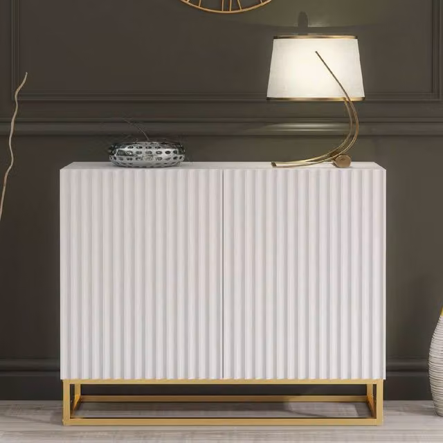 Creative Furniture Ripple Sideboard in White with Fluted Doors, W/D/H: 100 x 35 x 80 cm – 1