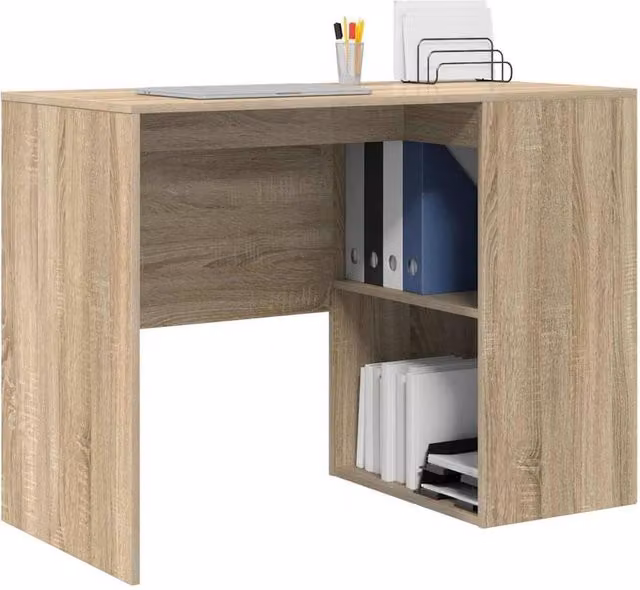 Berkfield Home Modern Writing Desk in Sonoma Oak and Beige – 1