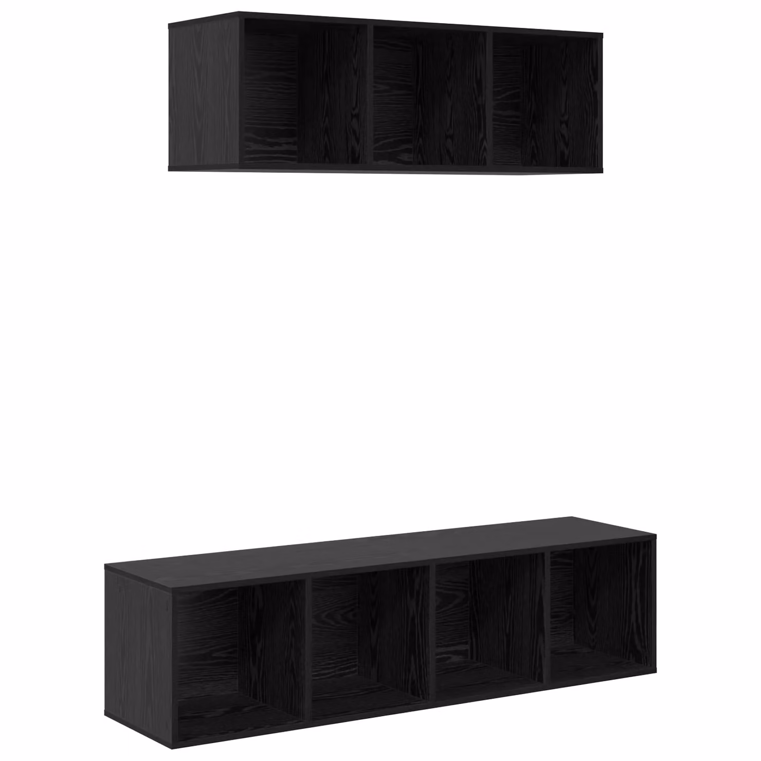 Berkfield Home 2-Piece Wall-Mounted TV Cabinet Set with Shelves, Black Oak, W/D/H: 37 x 37 x 142.5 cm – 2