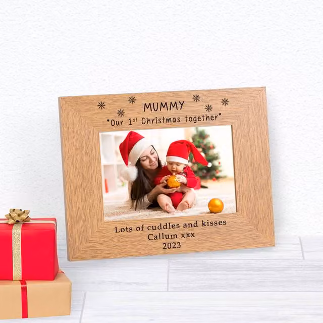 Uniqueful Personalised Our 1st Christmas Together Wood Picture Frame, Brown, 7x5 in