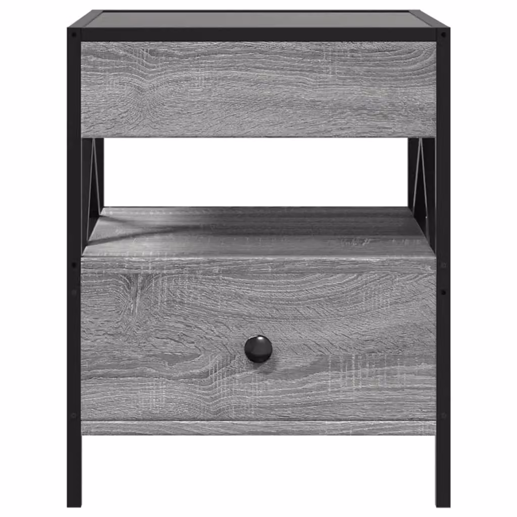 Berkfield Home Infinity LED Bedside Table in Grey Sonoma, W/D/H: 40 x 40 x 51 cm – 3