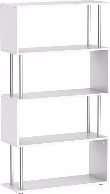 HOMCOM S Shaped Wooden Bookcase and Storage Display Unit in White