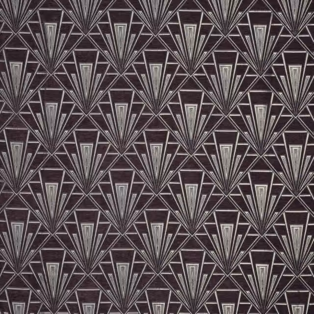 Terrys Gatsby Astoria Art Deco Graphic Chenille Fabric in Purple and Silver
