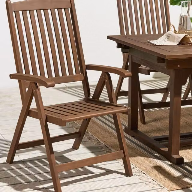 Wyld and Coco Adjustable Foldable Garden Chair in Brown Oiled Acacia Wood