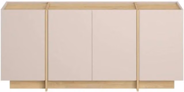 CALICOSY ONYX 4-Door Sideboard in Beige with Oak Finish, Width: 180 cm