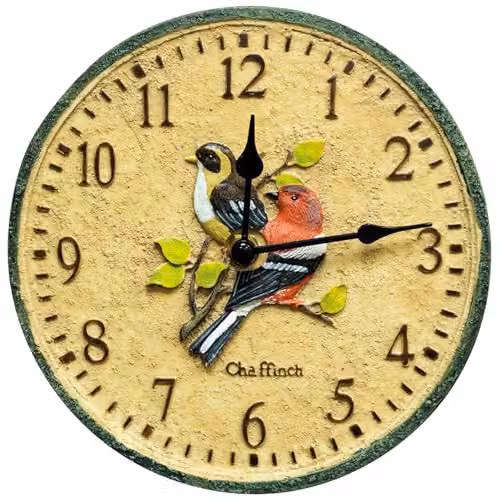 mysmartbuy Chaffinch Multicolour Indoor or Outdoor Floral Wall Clock, Diameter: 20 cm