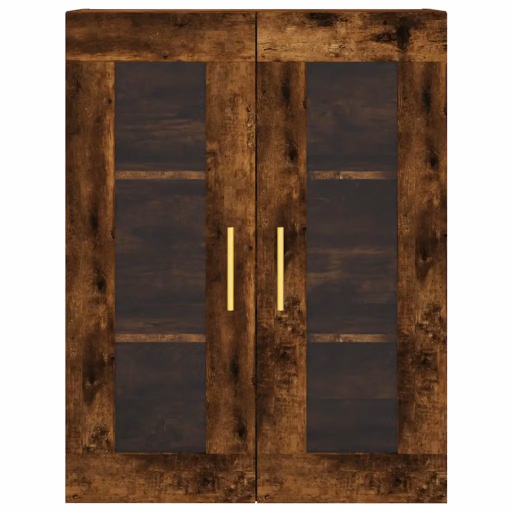 Berkfield Home Set of 2 Wall Mounted Cabinets in Smoked Oak Brown with Glass Doors – 3