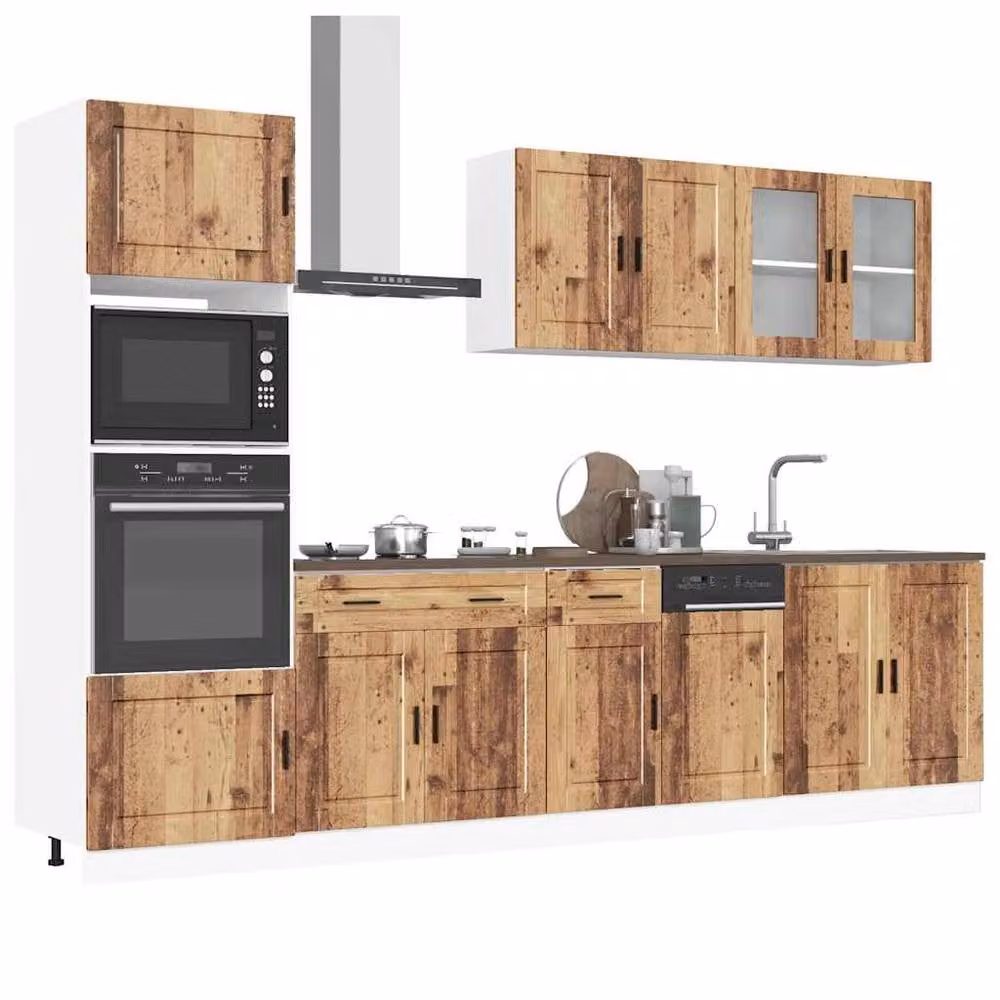 Berkfield Home Kalmar 7 Piece Rustic Kitchen Cabinet Set in Brown Old Wood Engineered Wood