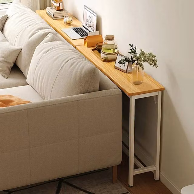 KORVIXA Single Layer Rectangular Wood Side Table in Natural Wood Colour