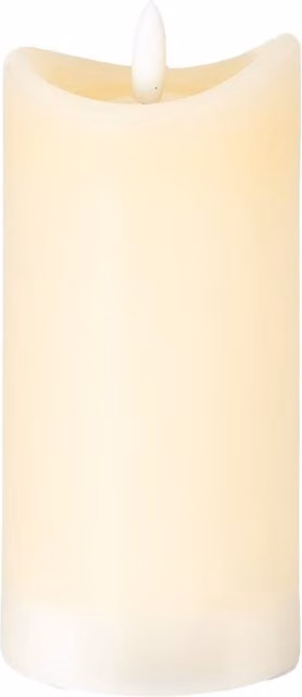 KDMK Luxe Collection Natural Glow Cream Melted Edge LED Pillar Candle in Beige and Silver with Flicker Effect