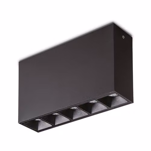 Netlighting Lika Integrated LED 5 Light Surface Mounted Ceiling Lamp in Black with 3000K Warm White Light
