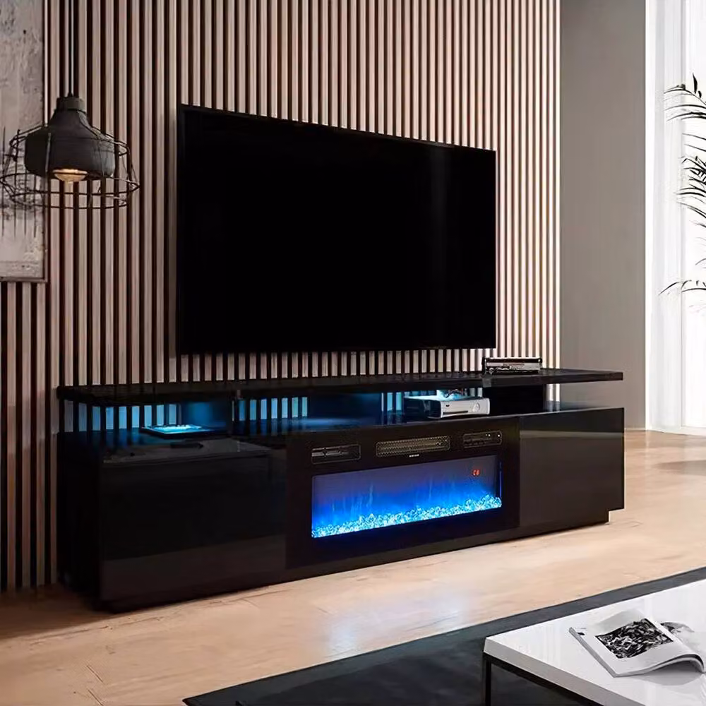 FORGEVIO Black Modern 70inch Glossy TV Stand Cabinet Unit – 4