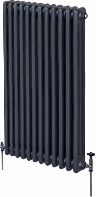 Monstershop Traditional 3 Column Steel Radiator in Anthracite Grey, H: 150.0 cm, W: 56.2 cm, D: 10.0 cm – 1