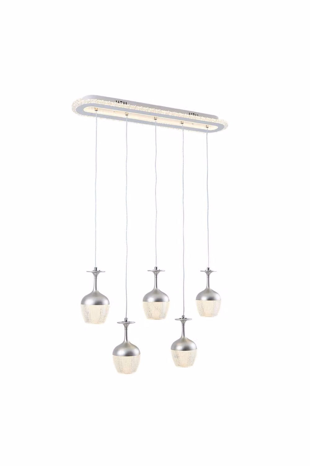 Living and Home Modern LED Pendant Light Chandelier in Silver and Transparent – 4