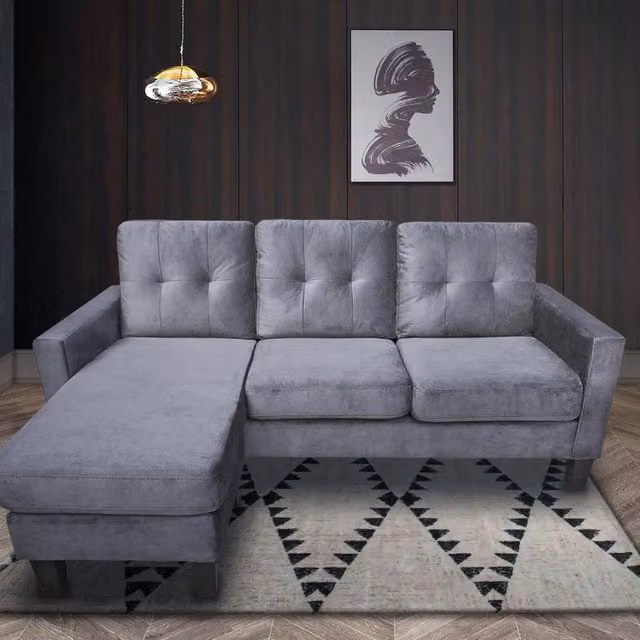 Kosy Koala Reversible 3-Seater Fabric Corner Sofa with Matching Ottoman in Grey
