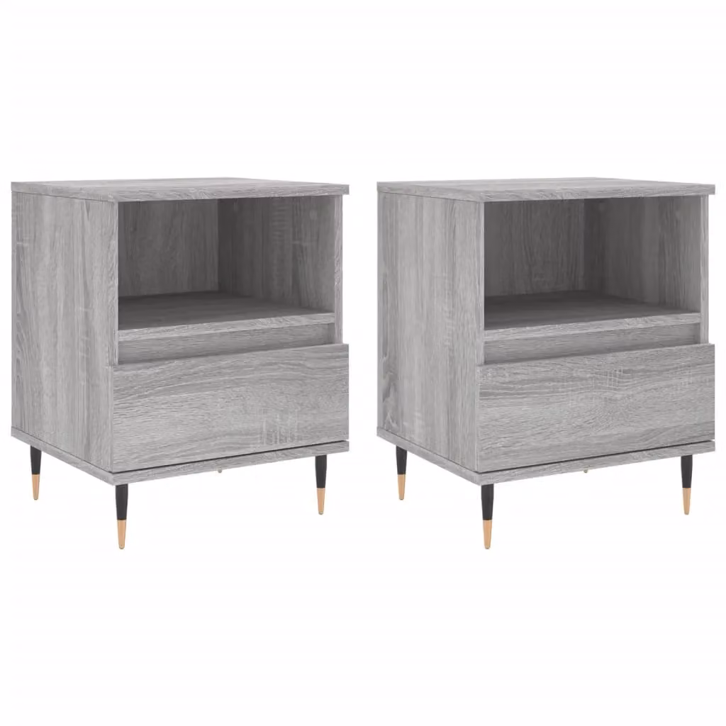 Berkfield Home Set of 2 Grey Sonoma Bedside Cabinets in Engineered Wood, W/D/H: 40 x 35 x 50 cm – 2