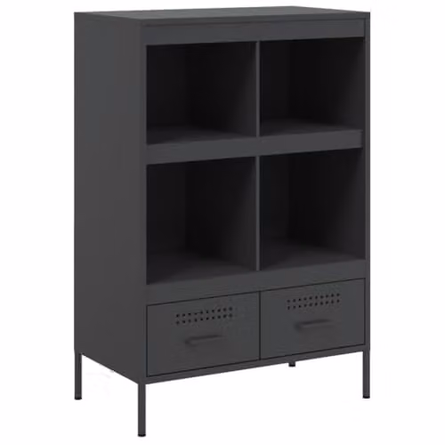 vidaXL Modern Black Steel Highboard W/D/H: 68 x 39 x 101.5 cm