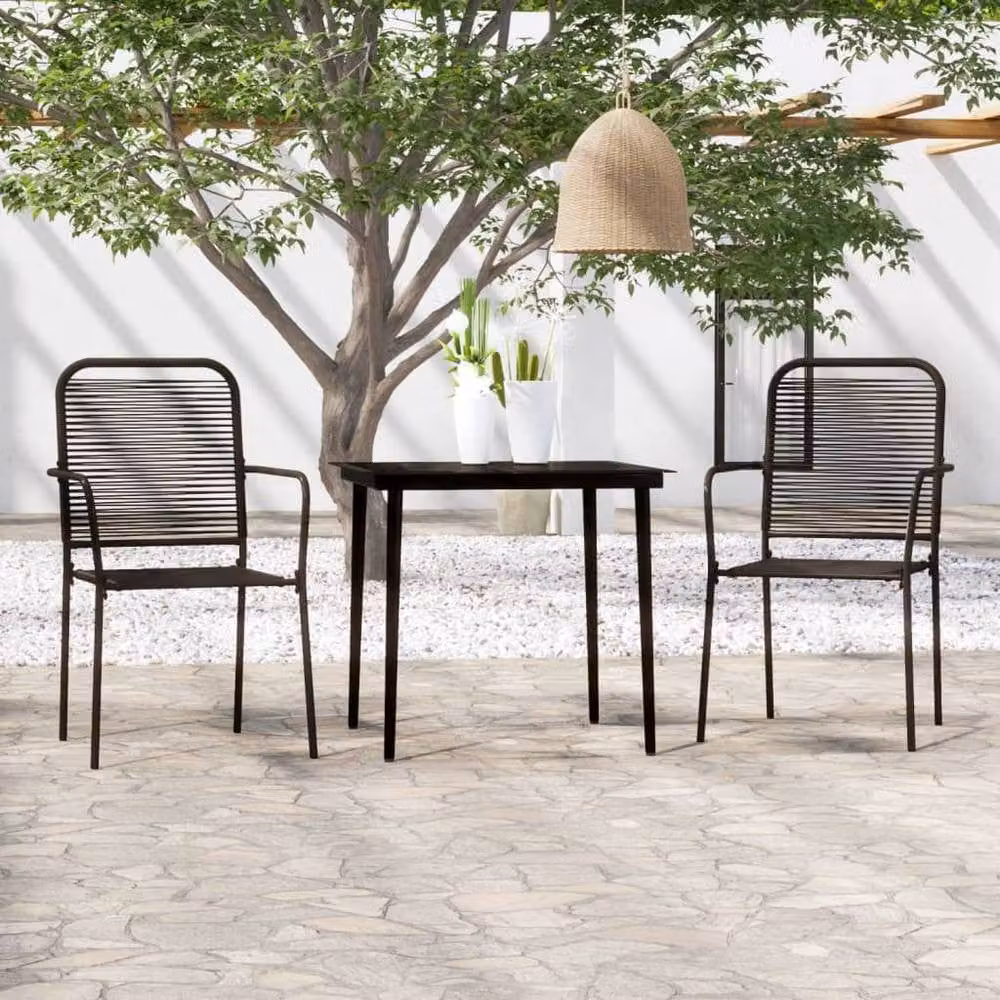 Berkfield Home Elegant 3 Piece Garden Dining Set in Black – 1