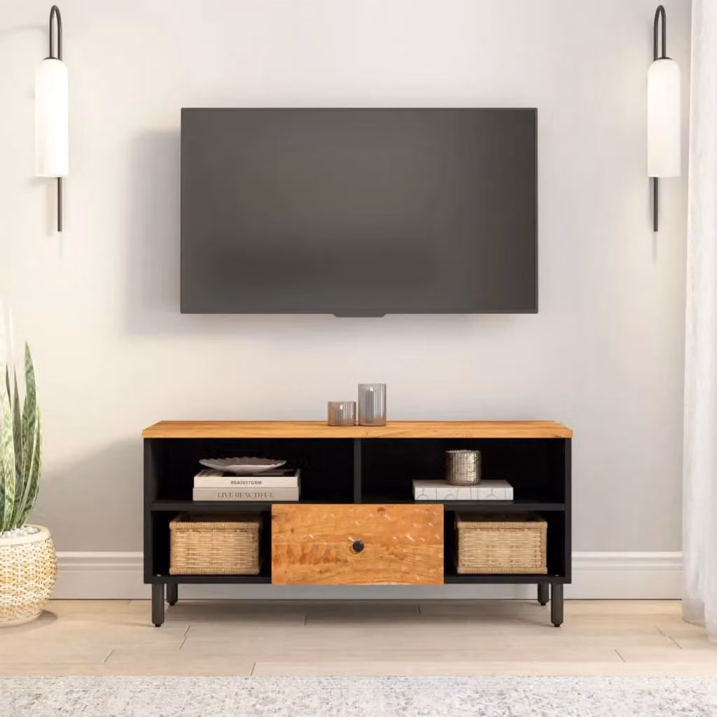 Berkfield Home Industrial Acacia Wood TV Cabinet in Brown, W/D/H: 100 x 33 x 46 cm – 3